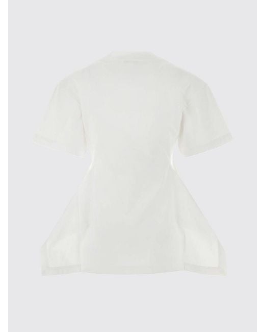 Alaïa White Cotton Poplin Crew Neck Top