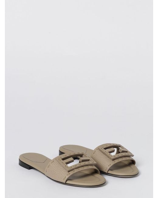 Fendi White Baguette Tumbled Leather Sandals