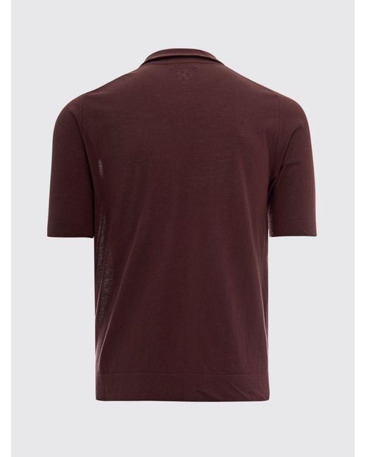 Ballantyne Red Cotton Knit Polo Shirt for men