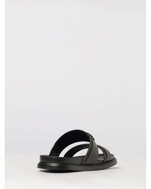 Ferragamo Black Embossed Gancini Logo Rubber Flat Sandals