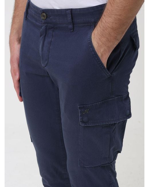 Mason's Blue Stretch Cotton Cargo Trousers for men