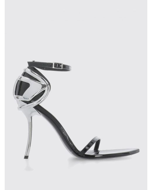 DIESEL White Flat Sandals