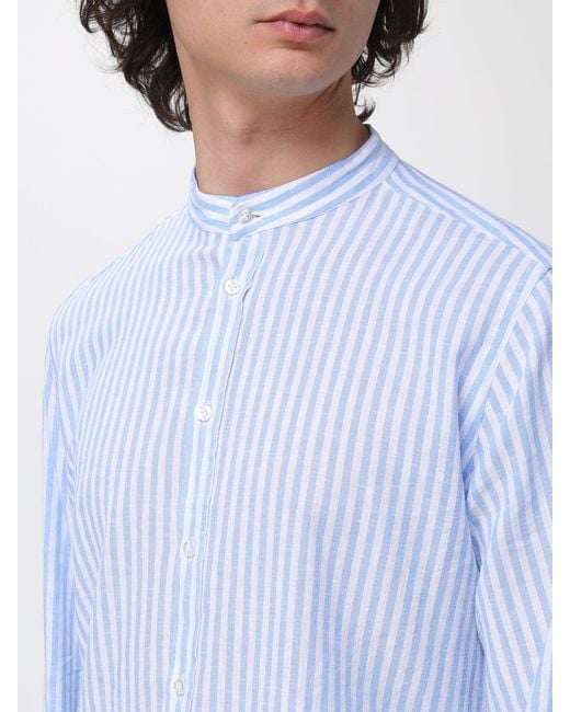 Manuel Ritz Blue Linen And Cotton Casual Shirt for men
