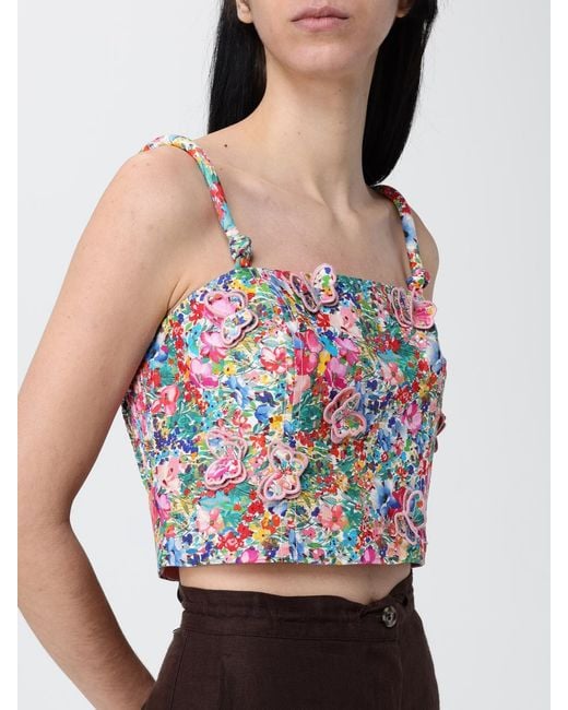 Farm Rio Multicolor Floral Crop Top With Butterflies