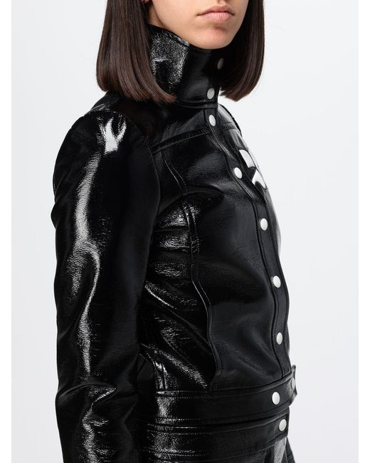 Courreges Black Courr&Egrave	Ges Slim Fit Cropped Coated Cotton Jacket With Logo