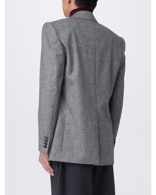 Saint Laurent Gray Prince Of Wales Wool Blazer for men