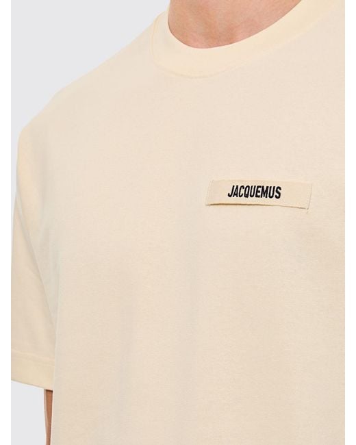 Jacquemus Natural Contrast Appliqué Logo Cotton Crew-Neck T-Shirt for men