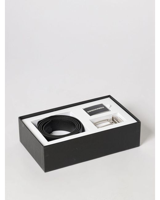 DSquared² Black Reversible Leather Belt With Interchangeable Buckle for men