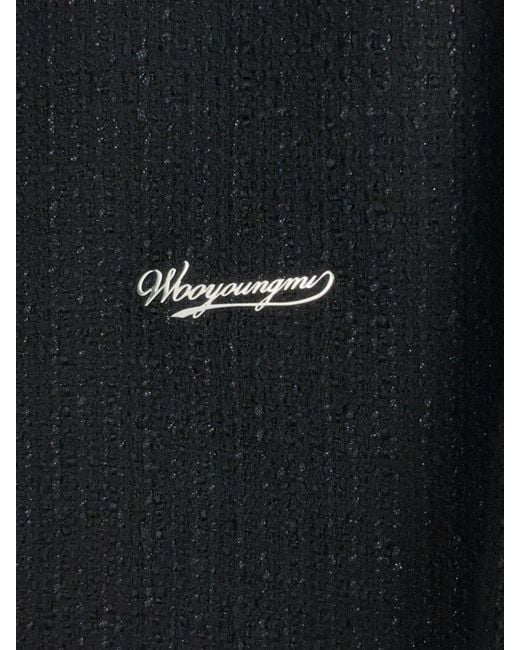 Wooyoungmi Blue Short Wool-Blend Coat With Zip Closure And Contrast Logo for men