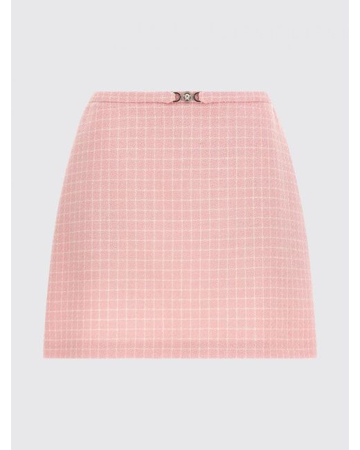 Versace Pink Virgin Wool Plaid Mini Skirt