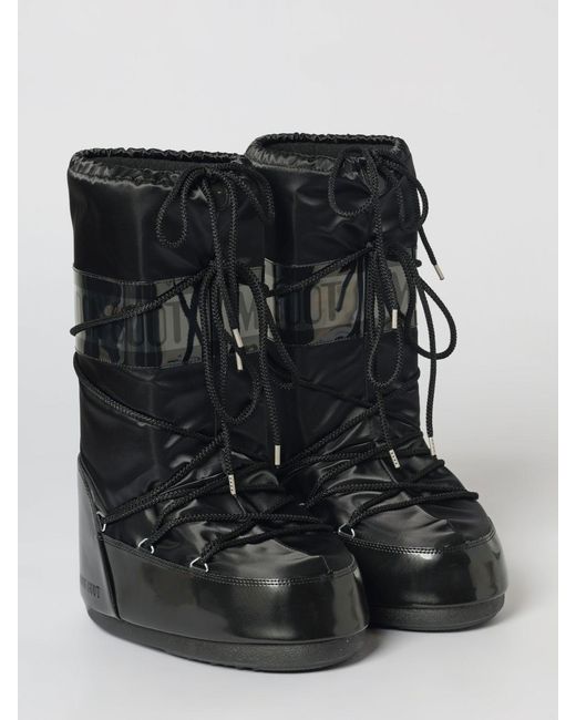 Moon Boot Black Icon Glance Nylon And Satin Boot for men