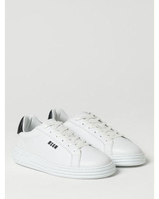 MSGM White Lowtop Leather Sneakers for men