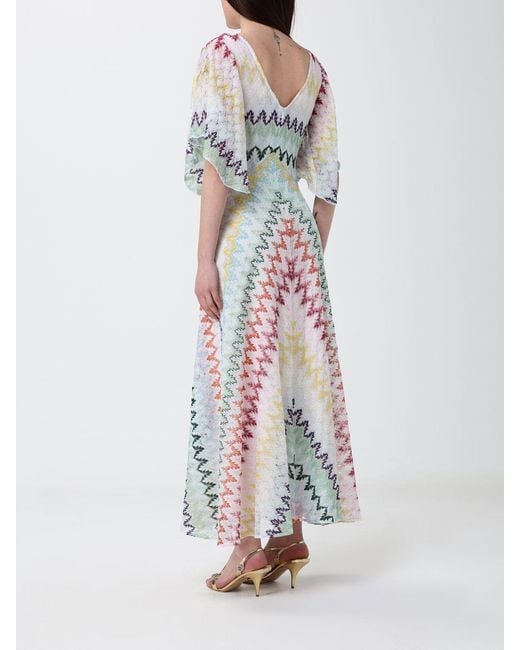 Missoni White Long Lurex Viscose Dress