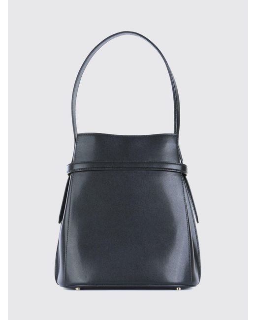 Totême Blue Calfskin Bucket Bag With Monogram Logo