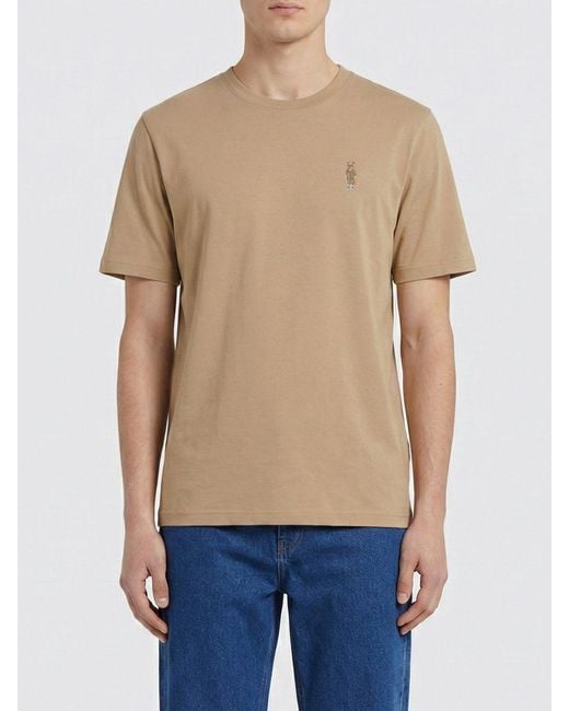 Maison Kitsuné Blue Maison KitsunÉ Cotton T-Shirt With Logo for men
