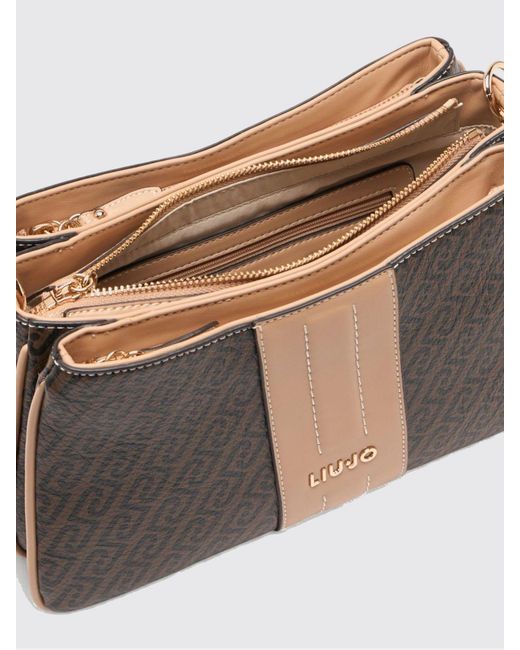 Liu Jo White Faux Leather Grained Bag With All Over Monogram