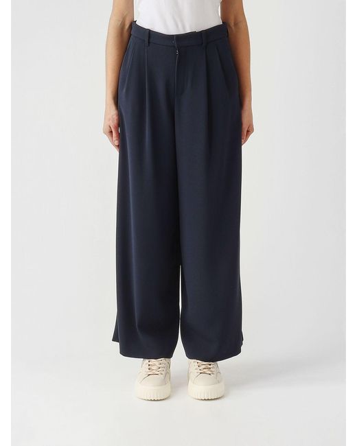 Max Mara Blue Crêpe Wide-Leg Trousers Max Mara