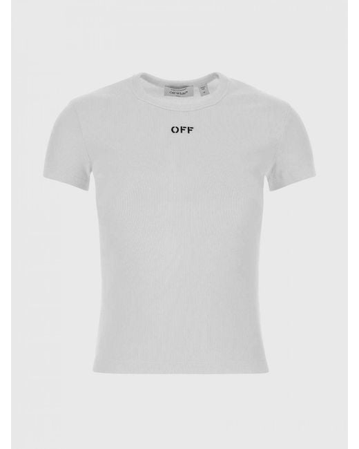 Off-White c/o Virgil Abloh Blue Cotton T-Shirts With Logo