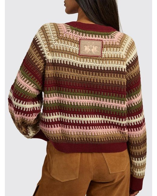 La Martina Brown Striped Cotton Sweater