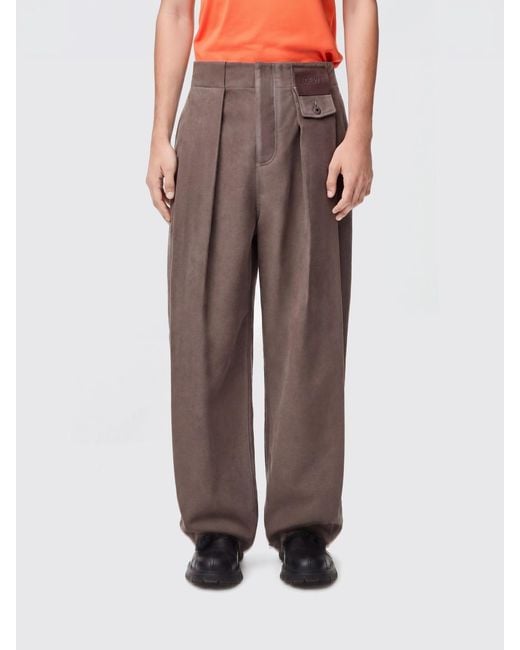 Loewe Brown Cotton Blend Wide Leg Trousers for men