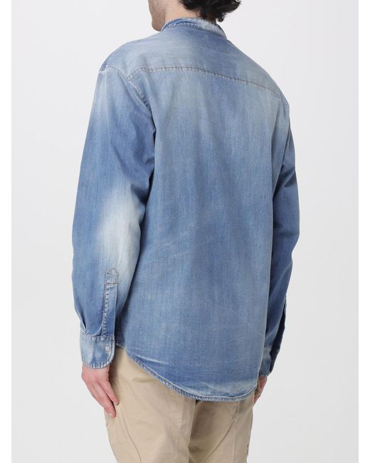 DSquared² Blue Stretch Cotton Casual Shirt for men