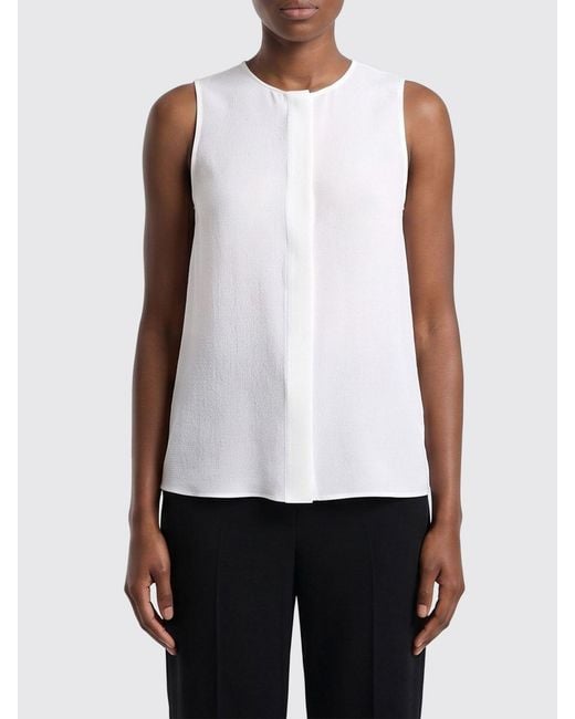 Emporio Armani White Crêpe Sleeveless Top