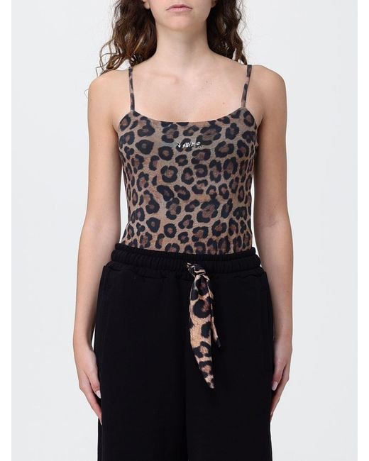 Body De En Tul Con Estampado Animal Y Tirantes Finos DISCLAIMER de color Black