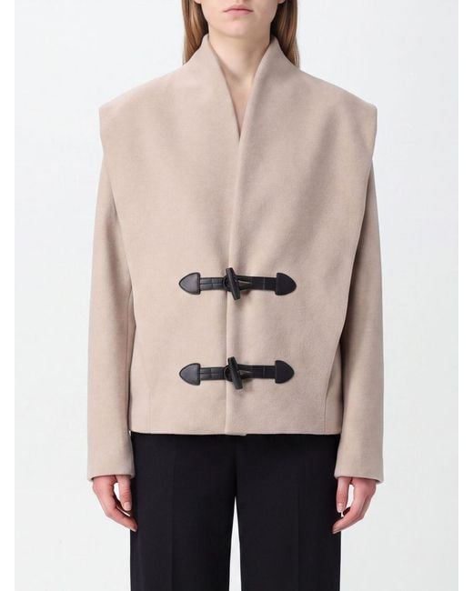 Isabel Marant Natural Single-Breasted Short Coat
