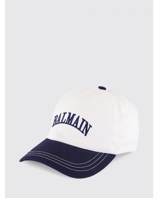 Balmain White Embroidered Logo Cotton Twill Cap for men