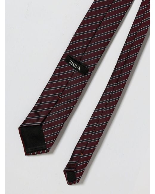 Zegna Red Striped Silk Tie for men