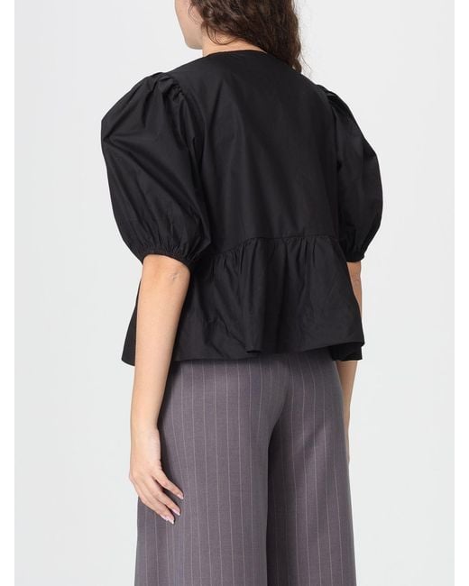 Ganni Black Cotton Poplin Blouse