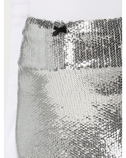 ROTATE BIRGER CHRISTENSEN White Sequin Mini Skirt Partywear