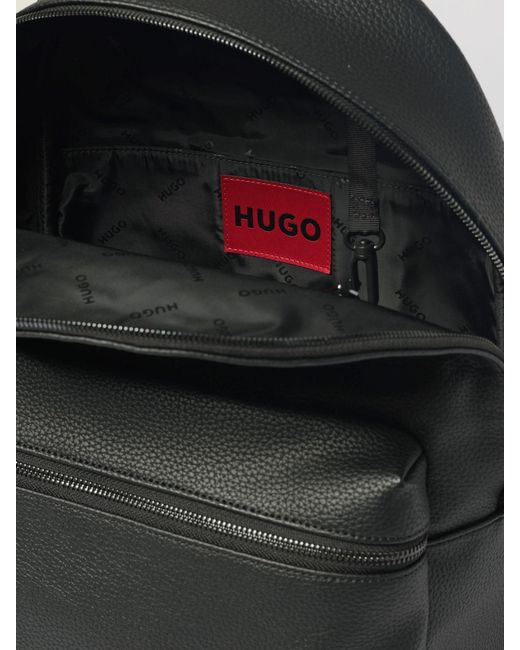 HUGO Hammered Faux Leather Backpack in Black for Men | Lyst