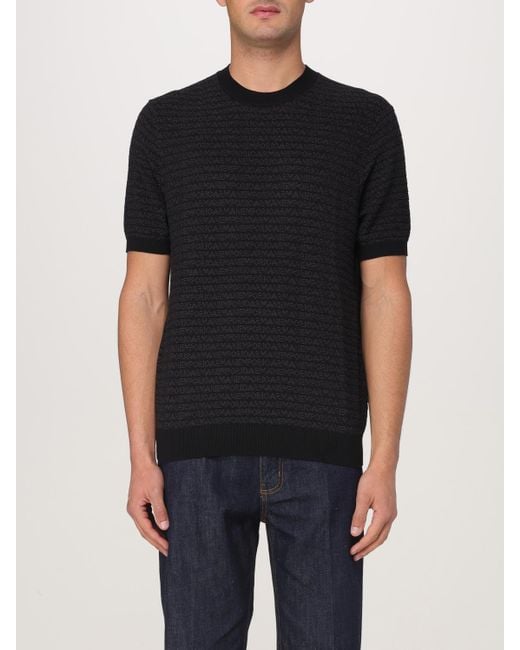 Emporio Armani Black Silk And Cotton Blend T-Shirt for men