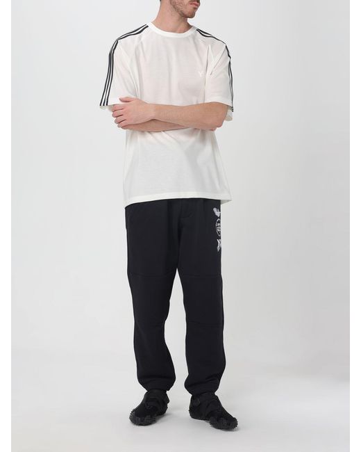 Y-3 White Oversized Cotton T-Shirt With Stripes And Logo for men