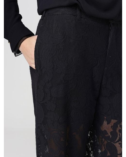 PT Torino Black Wide Leg Lace Trousers