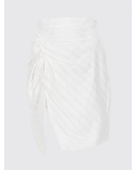 Vivienne Westwood White High-Waisted Cotton Pencil Mini Skirt With Slit