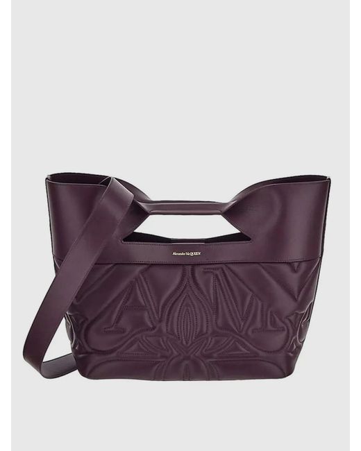 Alexander McQueen Purple The Bow Bag In Quilted Leather