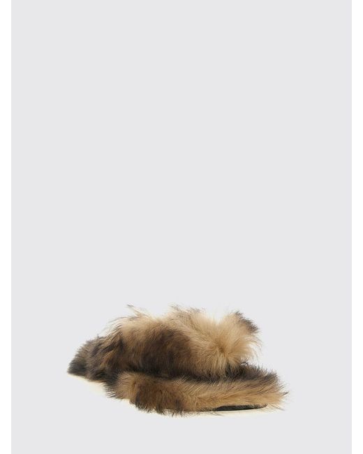 Dolce & Gabbana Brown Dolce &Amp Gabbana Fur Flip Flops