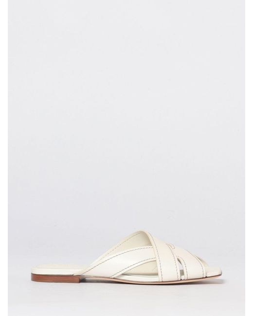Tod's White Leather Slippers
