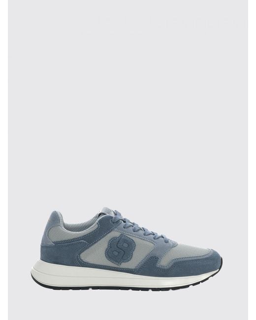 Boss Blue Mesh And Suede Sneakers for men