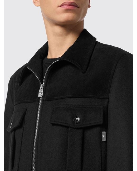 Billionaire Black Wool Blend Sahariana Jacket for men
