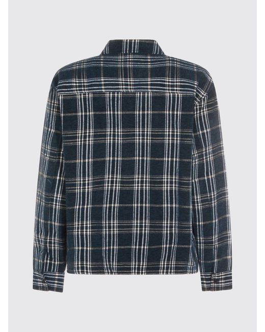 Daily Paper Blue Check-Pattern Cotton-Blend Shirt With A French Collar for men