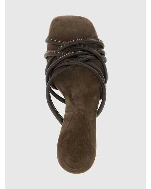 Brunello Cucinelli Brown Leather Mules