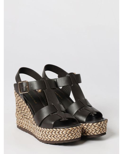 Paloma Barceló Brown Nappa Wedge Sandals