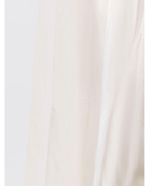 Self-Portrait White Pleated Cotton Asymmetric Skirt