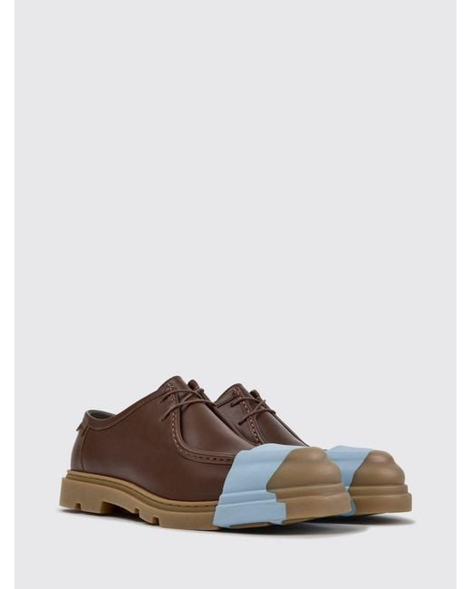 Camper Brown Junction Smooth Calfskin Derby Shoes With Rubber Toe for men