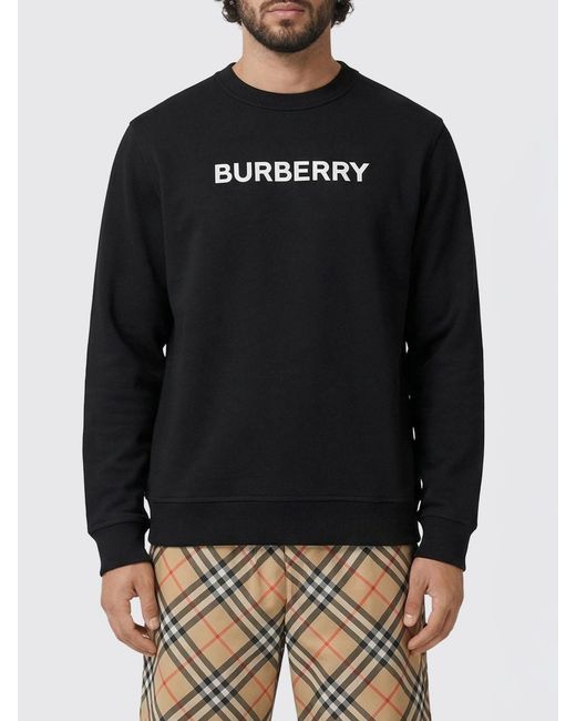 Burberry Black Stretch Cotton Crewneck Sweatshirt for men