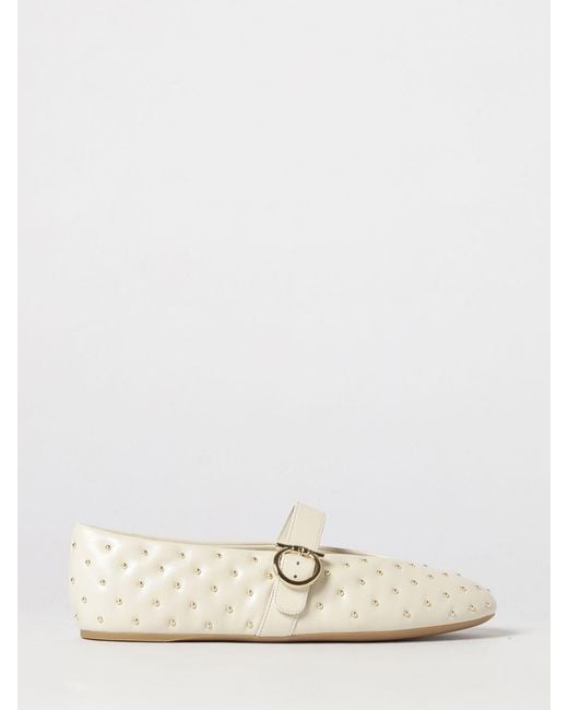 Ferragamo Natural Gancini Buckle Studded Nappa Mary Jane Flats