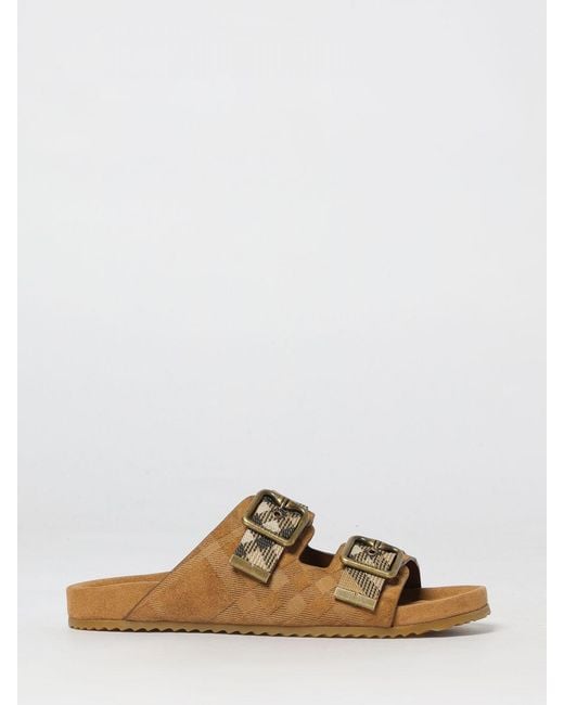 Burberry Brown Check Embossed Suede Sandal
